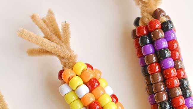 beaded corn easy thanksgiving crafts for kids