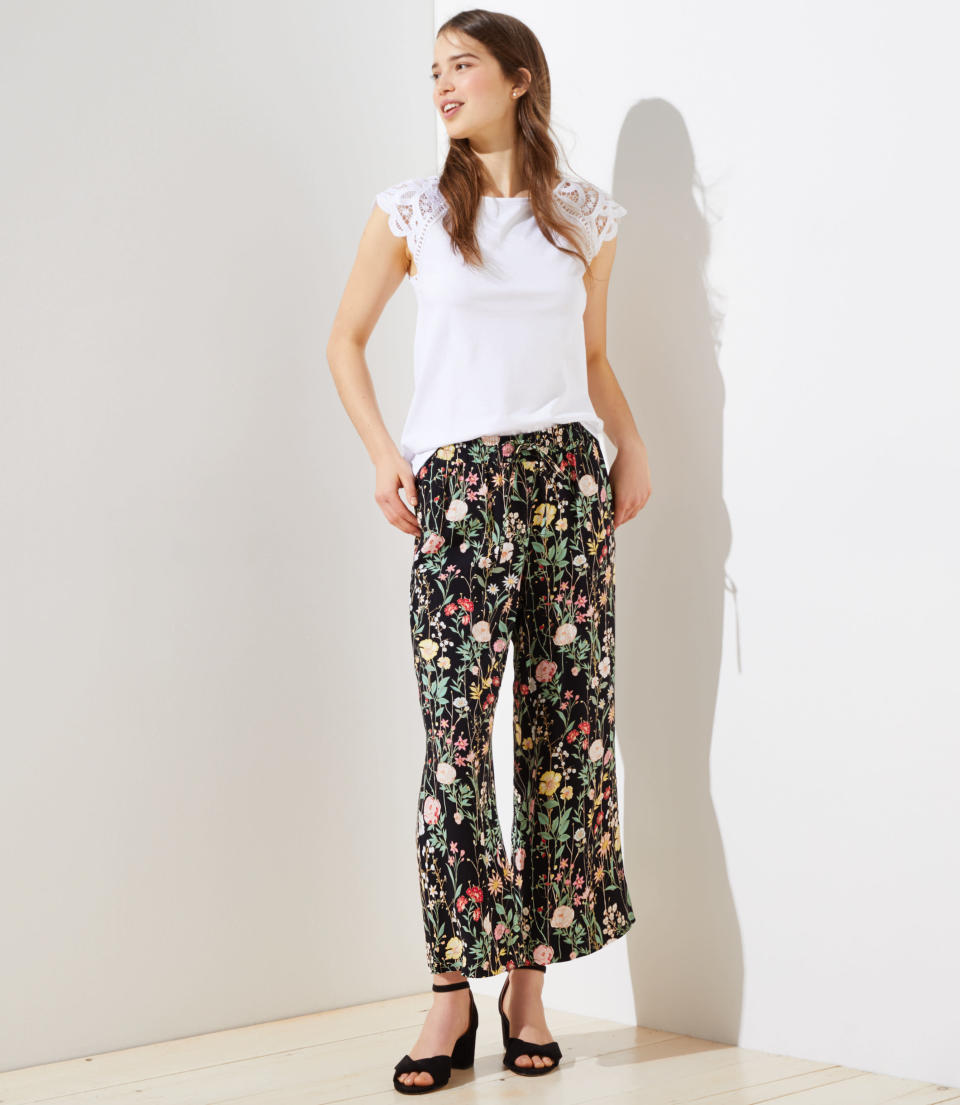  Loft Floral Fluid Drawstring Pants 