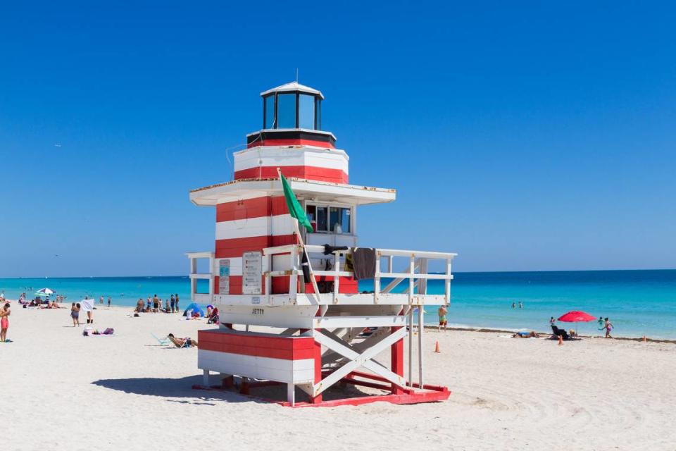 One of Miami Beach’s iconic lifeguard stands. It is not only permissable but encouraged for tourists to take photos here.
