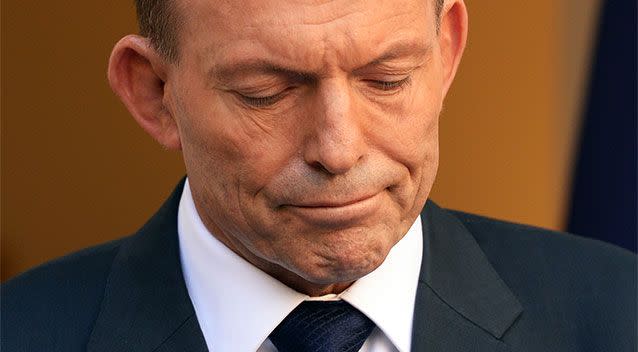 Outgoing Prime Minister Tony Abbott addresses the media in Canberra this morning. Photo: AAP