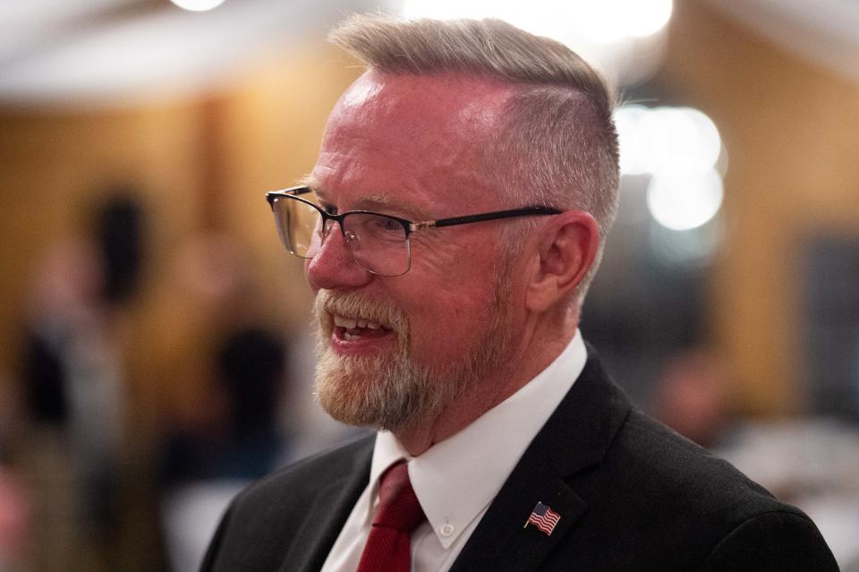 Mayoral candidate Ray Condray speaks to media as the mayoral race goes into a runoff during the 2023 Jackson City Elections on May 2, 2023.