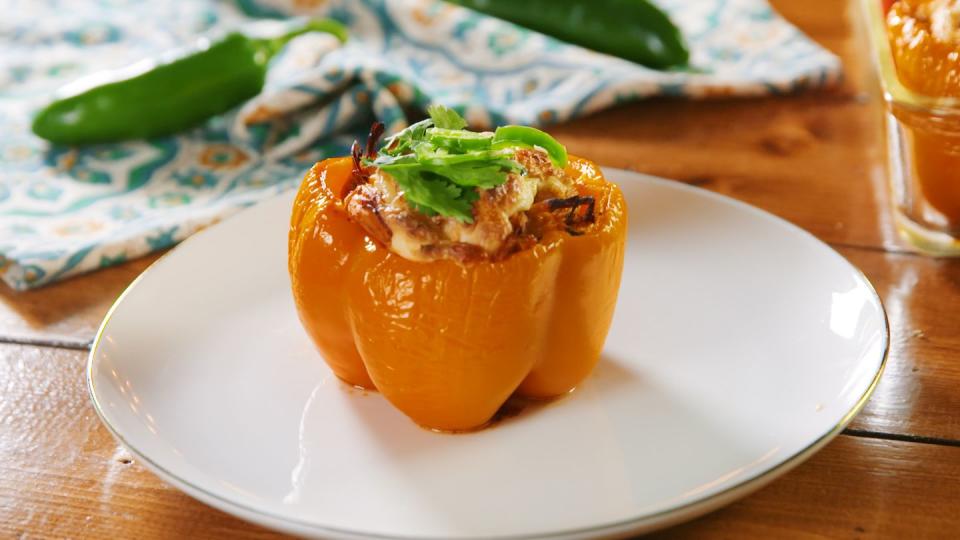 Cheesy Jalapeño Popper Chicken Stuffed Peppers