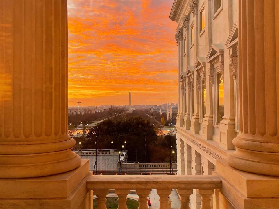 Sunset from the Senate side of the Capitol in December 2021.
