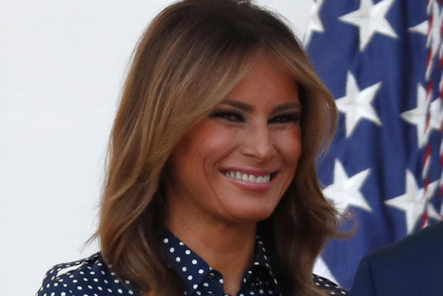 Melania Trump Chooses Summery Polka-Dot Dress & White-Hot