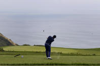 Richard Bland, of England, plays his shot from the third tee during the third round of the U.S. Open Golf Championship, Saturday, June 19, 2021, at Torrey Pines Golf Course in San Diego. (AP Photo/Marcio Jose Sanchez)