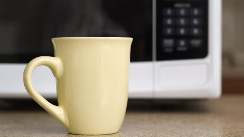 Mug on counter with microwave