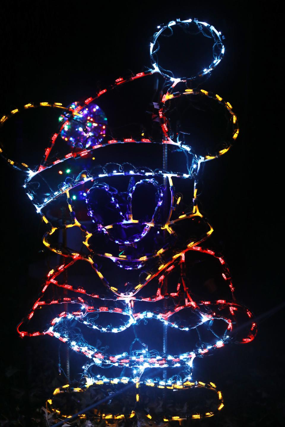 Mickey Mouse, Santa Claus and Snoopy as the Red Baron are just a few of the popular characters appearing in the Crazy Tech Christmas Animated Light Show.