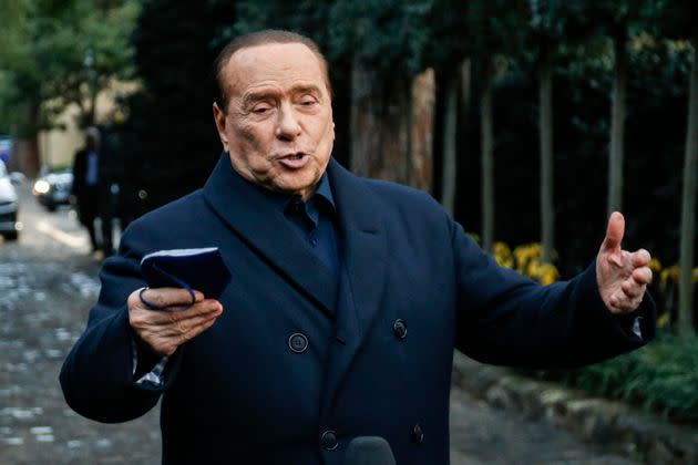 Forza Italia leader Silvio Berlusconi speaks to journalists at the end of the center-right summit at Villa Grande, Rome, Italy, 23 December 2021. ANSA/FABIO FRUSTACI (Photo: FABIO FRUSTACIANSA)