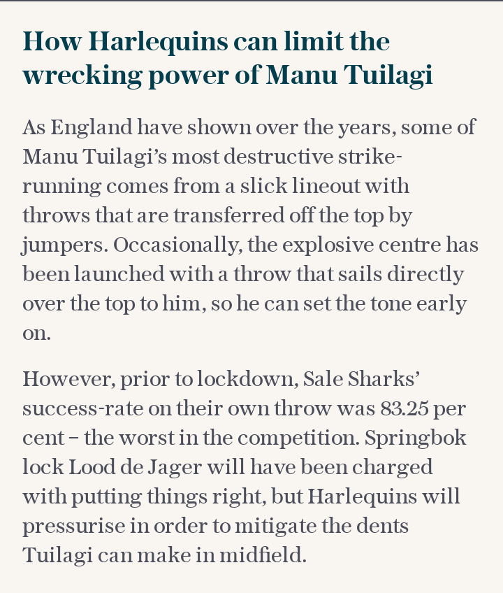 How Harlequins can limit the wrecking power of Manu Tuilagi