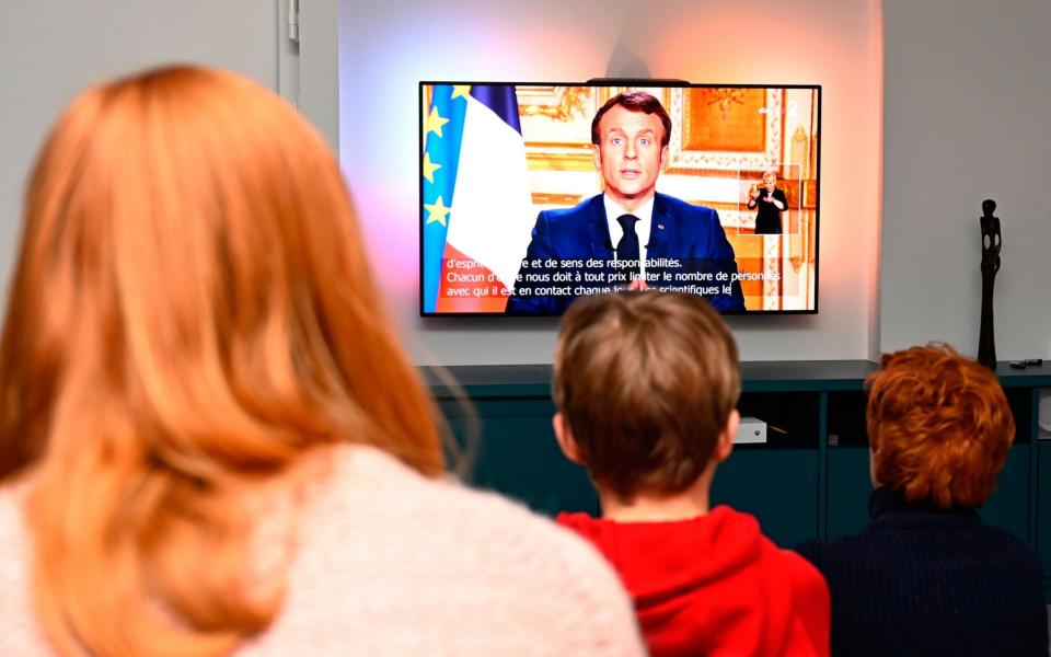 President Macron addressed the french nation on Monday. He announced “absolute confinement” in France with only authorised food shops permitted - Damien Meyer/AFP 