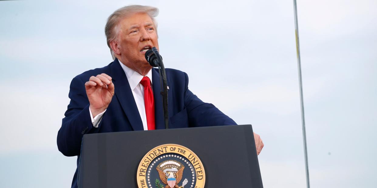 President Donald Trump speaks during a "Salute to America" event on the South Lawn of the White House, Saturday, July 4, 2020, in Washington. (AP Photo/Patrick Semansky)