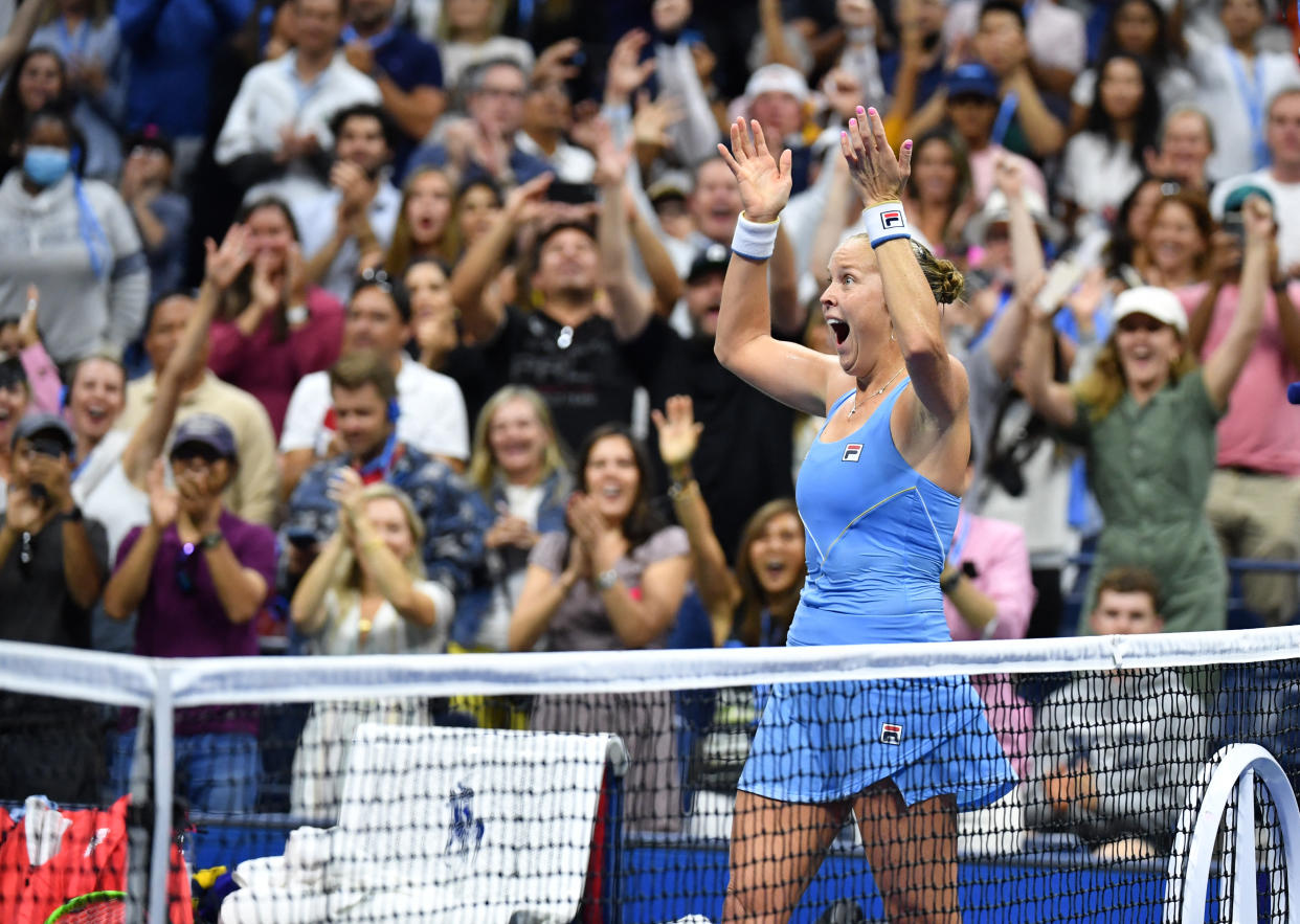 US player Shelby Rogers celebrates at the US Open