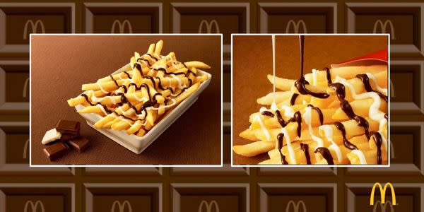 <p>Schwappt demnächst ein neuer Trend aus Japan zu uns rüber? Dort gibt es nämlich ab sofort bei McDonald’s Pommes mit einer ganz besonderen Soße. Statt Ketchup oder Mayo wird dort Schokosoße zu den salzigen Kartoffelstäbchen kredenzt. Der Kunde hat die Wahl: Weiße oder dunkle Schokolade? (Bild-Copyright: Twitter/McDonaldsCorp) </p>