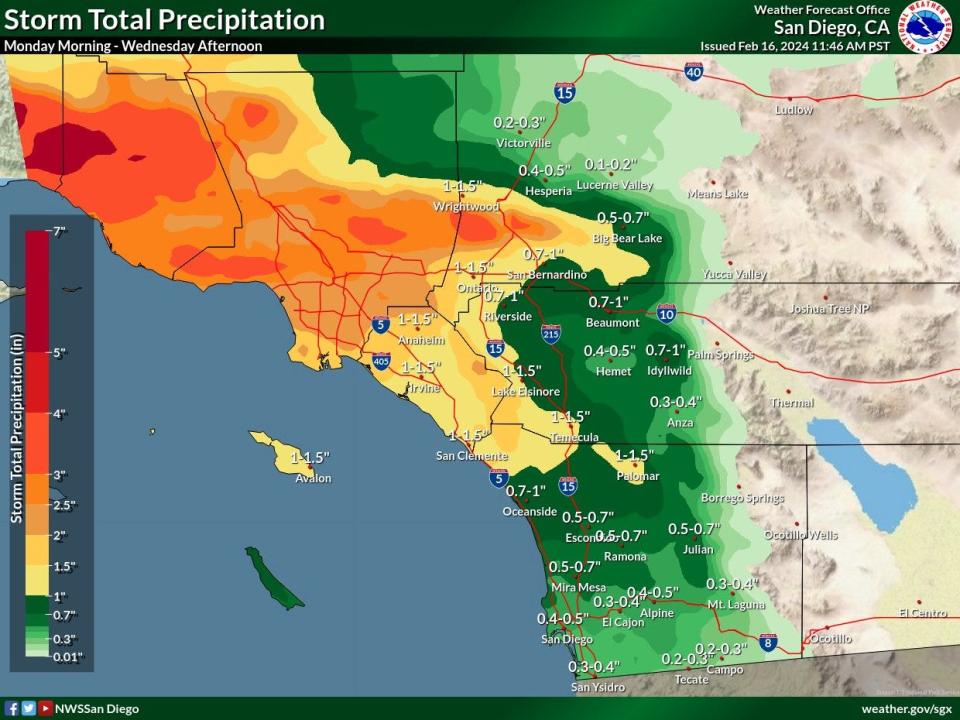 Another atmospheric river storm is expected to bring three days of rain and colder temperatures as it rolls into Southern California, including the Victor Valley.