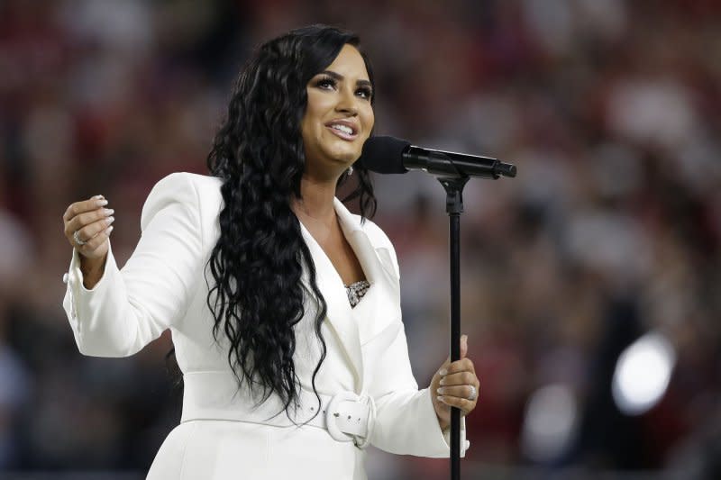 Demi Lovato performs at Super Bowl LIV in 2020. File Photo by John Angelillo/UPI