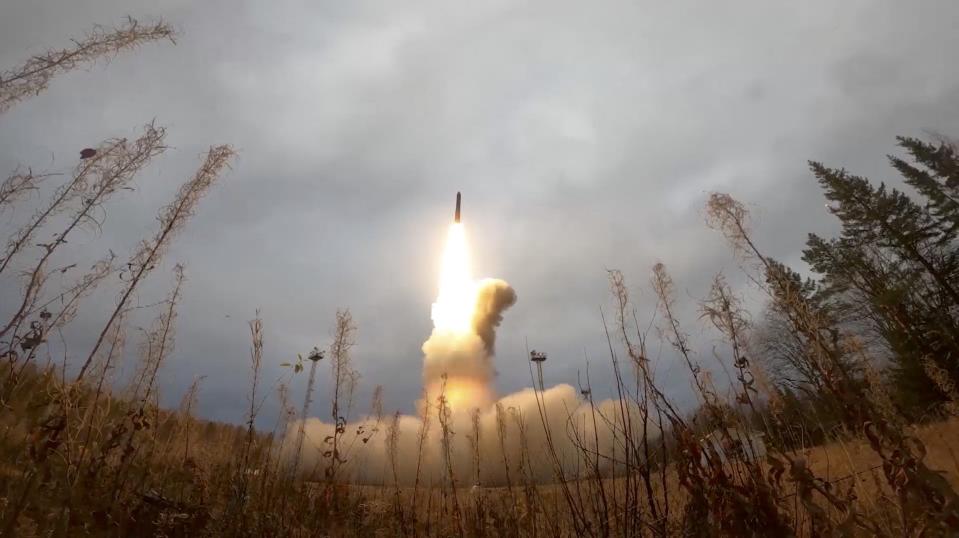 A still image from video, released by the Russian Defence Ministry, shows what it said to be Russia's Yars intercontinental ballistic missile (via REUTERS)