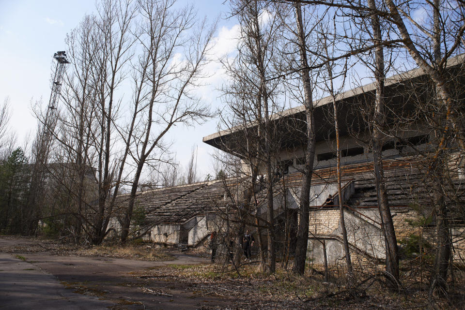 An abandoned stadium in the Pripyat, near the Chernobyl nuclear power plant  in the Exclusion Zone, Ukraine. (Photo: Vitaliy Holovin/Corbis via Getty images)