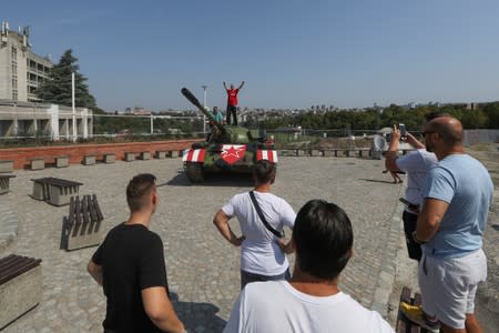 Serbia's Red Star brings tank to stadium ahead of match with Young Boys