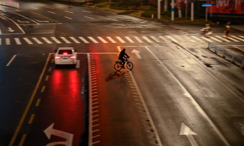 A nearly empty street in Wuhan on Sunday