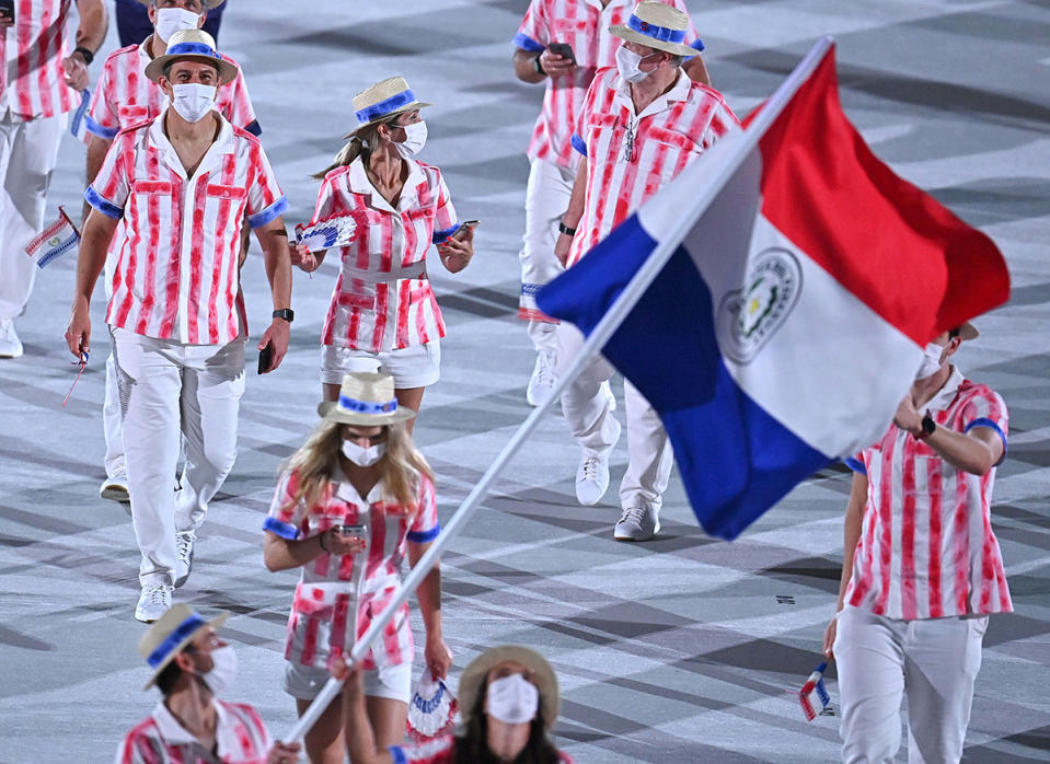 <p>Paraguay's athletes looked like they were all headed to the nearest carnival. </p>