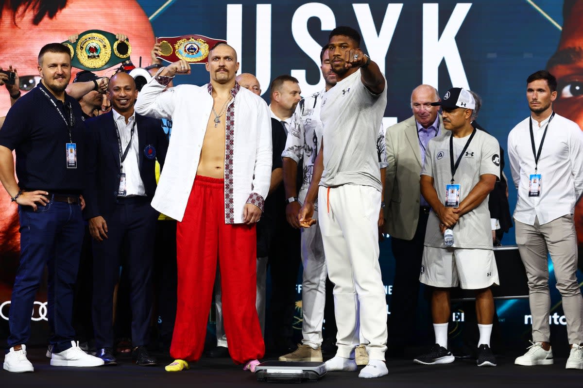 Joshua will bid to reclaim his heavyweight titles from Usyk on Saturday (Getty Images)