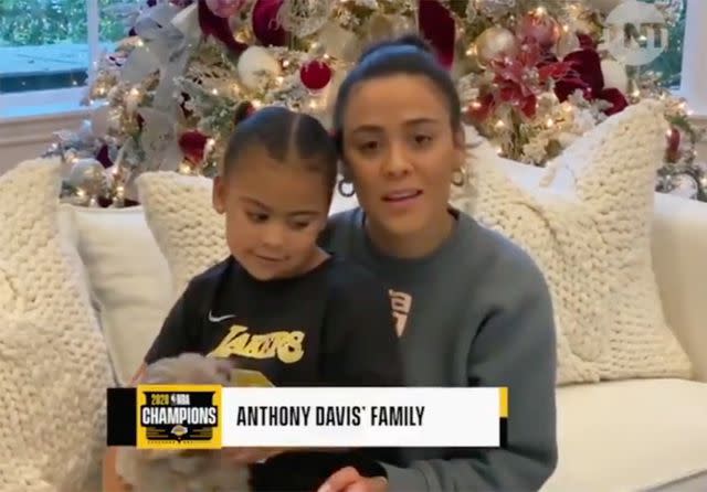 NBA/TNT Anthony Davis' wife Marlen Davis and daughter Nala Davis support him during the 2020 NBA Championship.