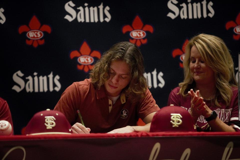 Wakulla Christian senior Jace Estes signed to play baseball at Florida State University on Nov. 9, 2023