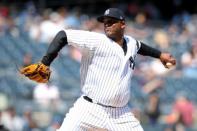 Apr 13, 2019; Bronx, NY, USA; New York Yankees starting pitcher CC Sabathia (52) pitches against the Chicago White Sox during the second inning at Yankee Stadium. Mandatory Credit: Brad Penner-USA TODAY Sports