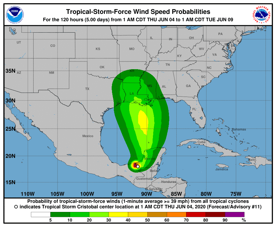 Tropical Storm Cristobal is building up strength in the Gulf of Mexico.