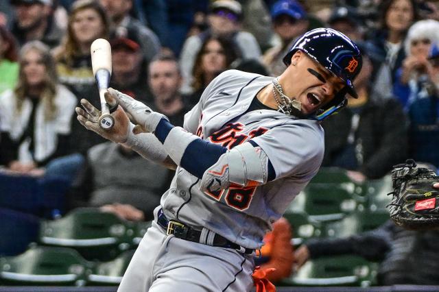 Javier Baez removed from game as Brewers hit yet another Detroit Tigers  batter in hand