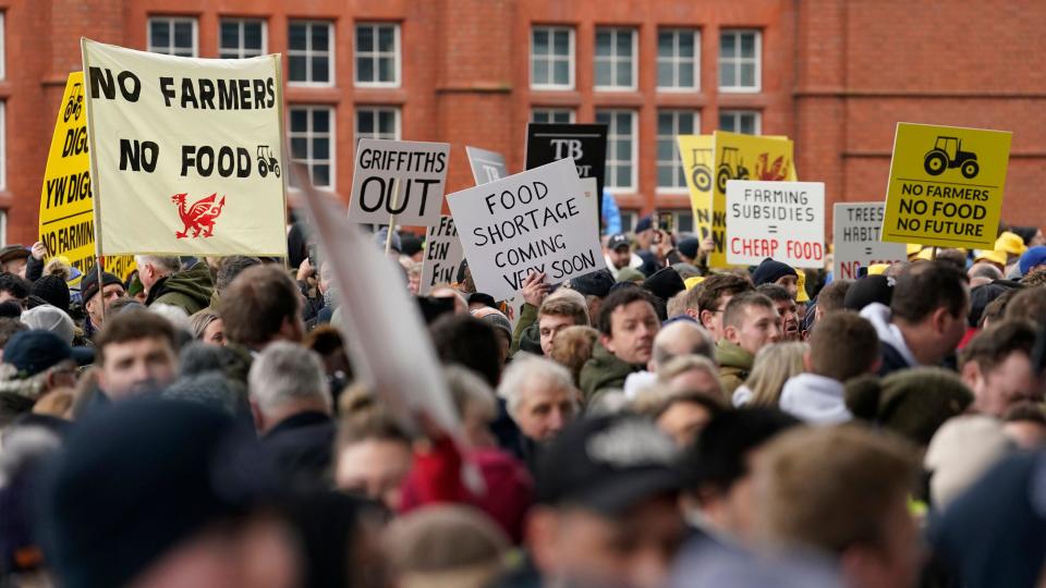 Farmers protest outside the Senedd