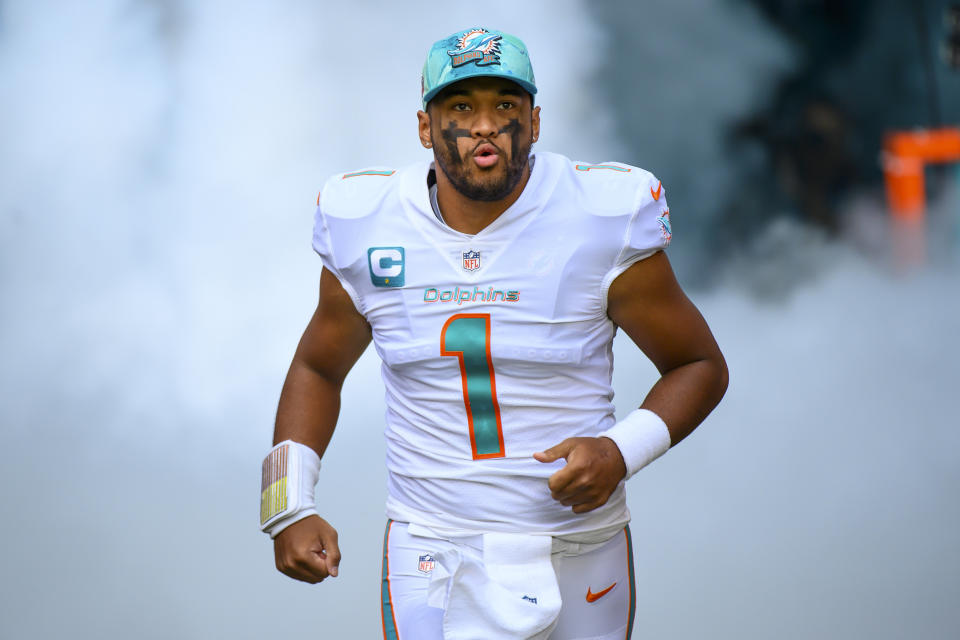 Miami Dolphins quarterback Tua Tagovailoa (1) is hoping to rebound from last week's loss. (AP Photo/Doug Murray)