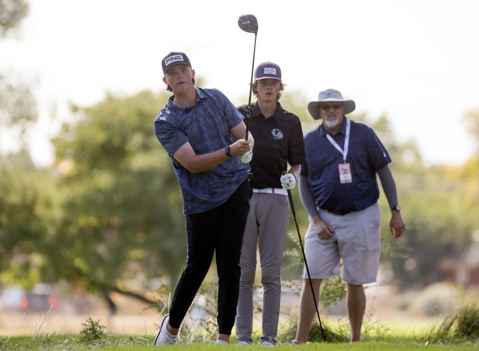 Bonneville’s Parker Bunn competes in and wins the 5A boys state golf championship at Fox Hollow Golf Club in American Fork on Tuesday, Oct. 10, 2023. | Kristin Murphy, Deseret News