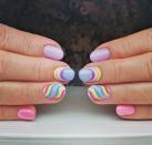 <p>Feeling funky? Express yourself with this bright and wavy, '60s-inspired manicure.</p><p><a href="https://www.instagram.com/p/B8ML3j2ntmo/&hidecaption=true" rel="nofollow noopener" target="_blank" data-ylk="slk:See the original post on Instagram;elm:context_link;itc:0;sec:content-canvas" class="link ">See the original post on Instagram</a></p>