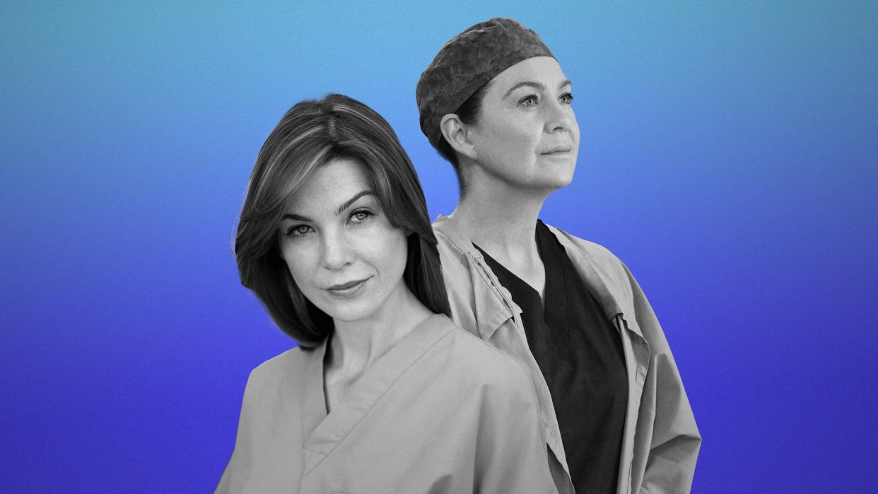 Meredith Grey, played by Ellen Pompeo. (Photo: Illustration: HuffPost; Photos: ABC/Getty Images)