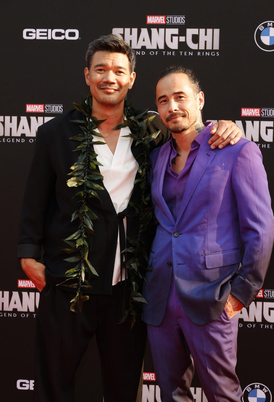 LOS ANGELES, CALIFORNIA - AUGUST 16: Destin Daniel Cretton and Dave Callaham attend Disney's premiere of 