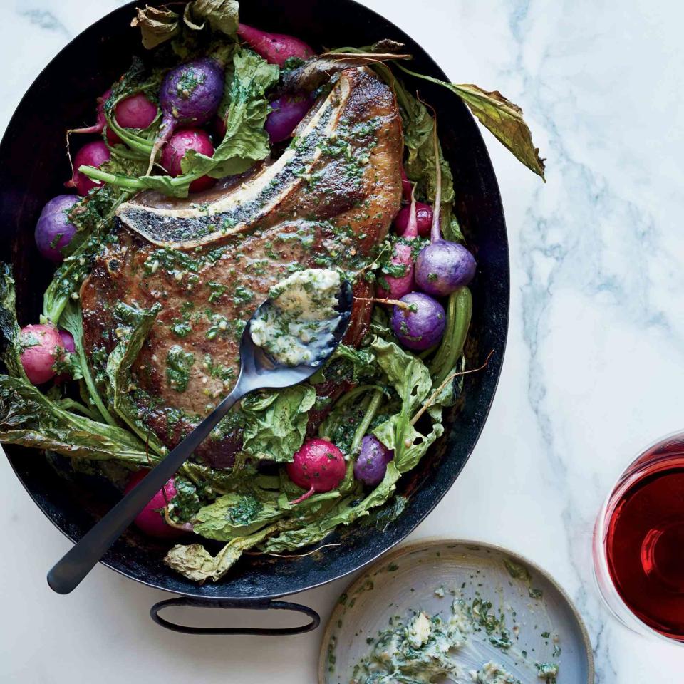 Rib Eye and Radishes in Bagna Cauda Butter