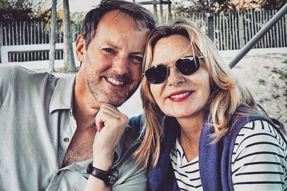 <p>Kim Cattrall/Instagram</p> Russell Thomas (left) and Kim Cattrall photographed in Southern France