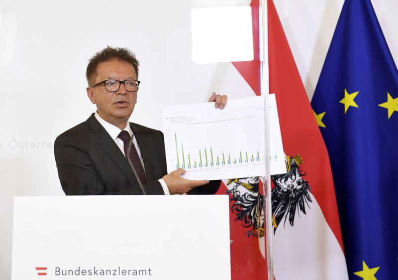 Austrian Health Minister Anschober attends a news conference in Vienna