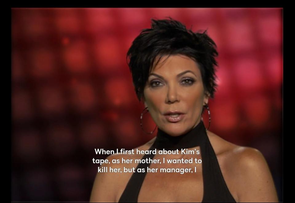 Kris Jenner being outraged and intrigued about Kim's sex tape