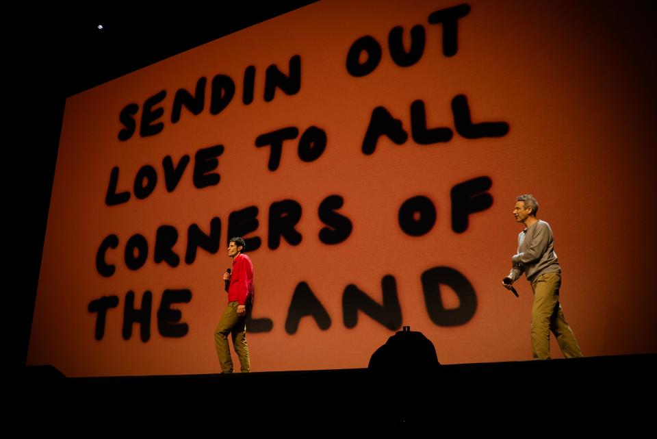 Mike D and Ad-Rock Performing Beastie Boys Story, photo by Lance Bangs lyrics