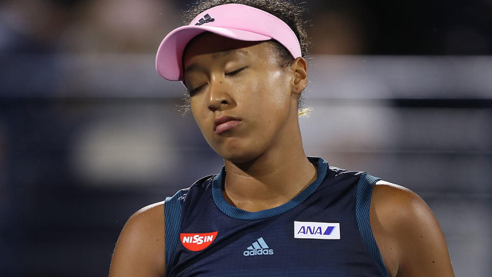 Naomi Osaka reacts to her loss. (Photo by Francois Nel/Getty Images)