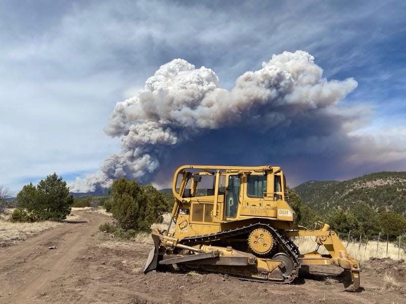 Fire crews working to contain the Black Fire conduct dozer operations June 7, 2022 in the Gila National Forest.