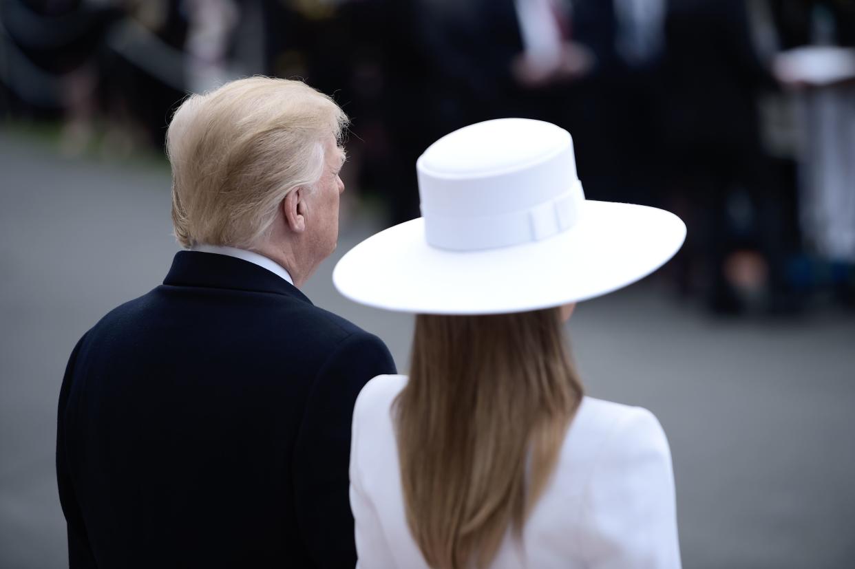 The first lady’s hat from the back. (Photo: Brendan Smialowski/AFP/Getty Images)