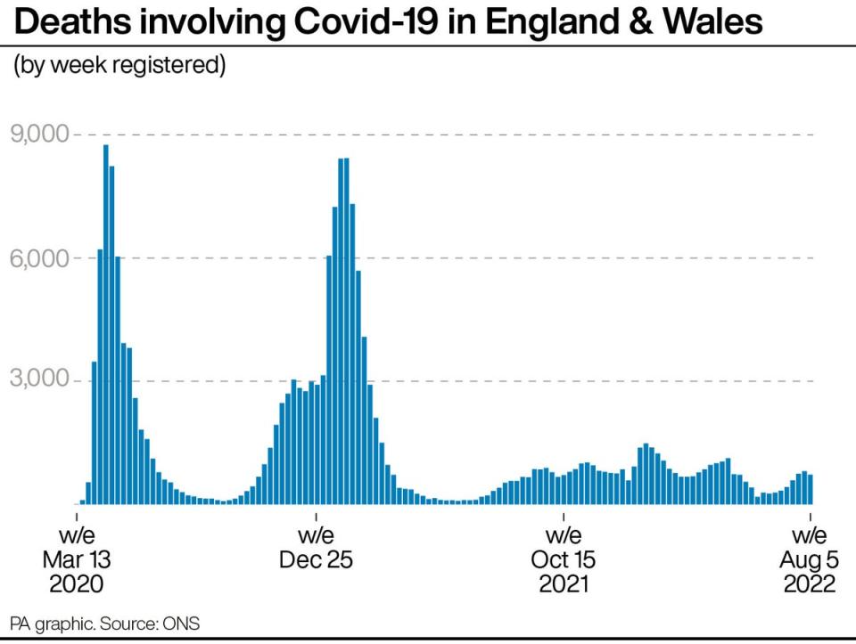 Deaths involving Covid-19 in England & Wales (PA Graphics) (PA Graphics)