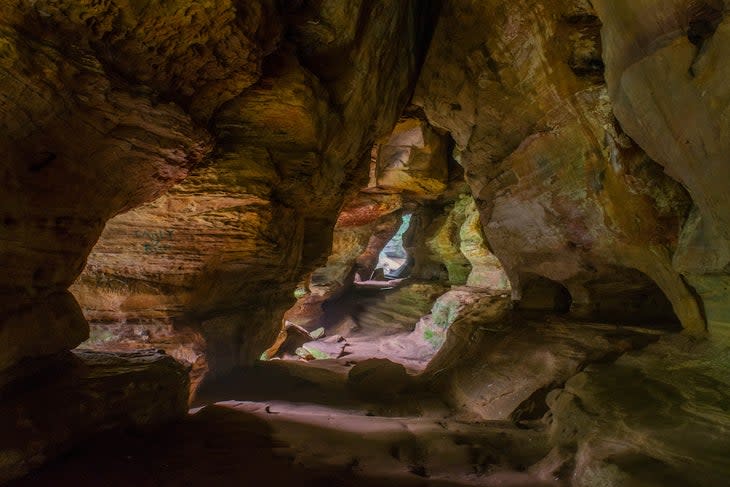 Scenic View Of Cave In Hocking Hills State Park