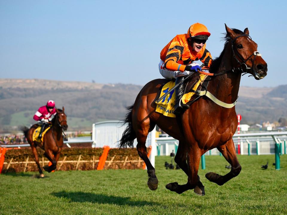 Horse Racing - Cheltenham Festival - Cheltenham Racecourse - 17/3/16 Thistlecrack ridden by Tom Scudamore on the way to winning the 3.30 Ryanair World Hurdle