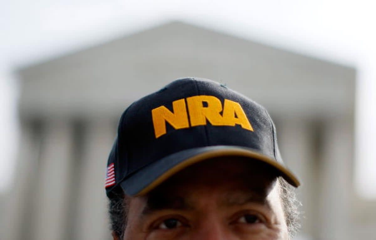 NRA hat in front of the U.S. Supreme Court Building, March 18, 2008 (Getty Images)