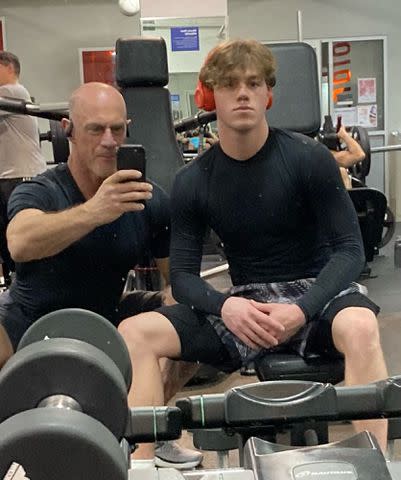 <p>Chris Meloni Instagram</p> Chris Meloni and his son Dante Meloni at the gym.