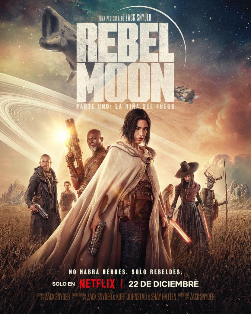 Póster oficial de Rebel Moon (Parte Uno): La Niña del Fuego (Crédito: Netflix)